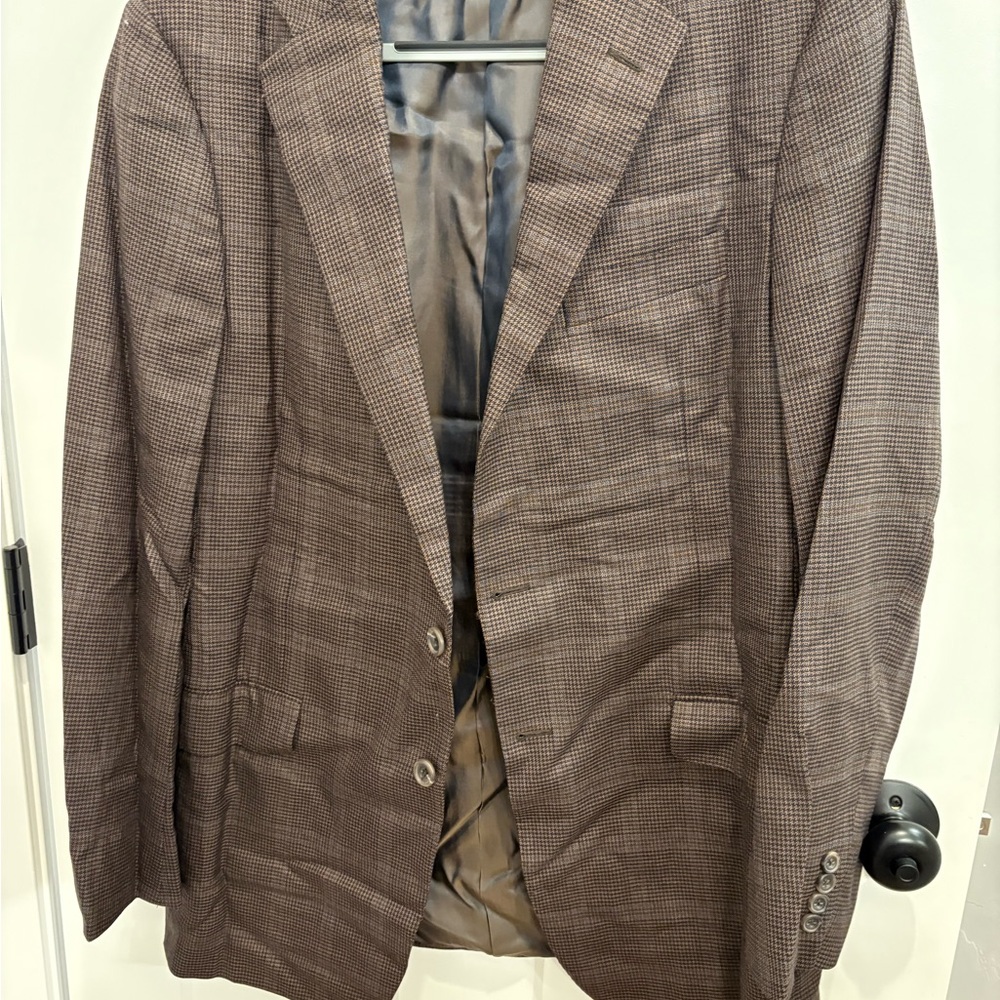 Hickey Freeman Checkered Brown Blazer